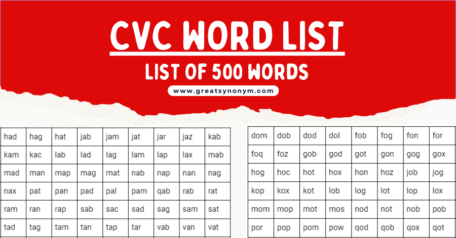 cvc word list