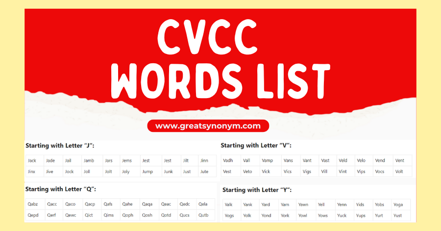 CVCC Words List